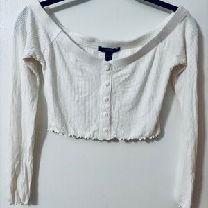 Forever 21 off shoulder white crop top